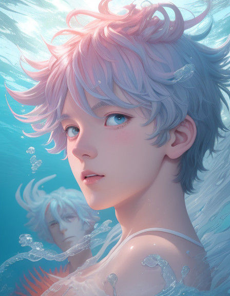 Vibrant Japanese Manga Boy Faces Off Against Gentle Lobster....