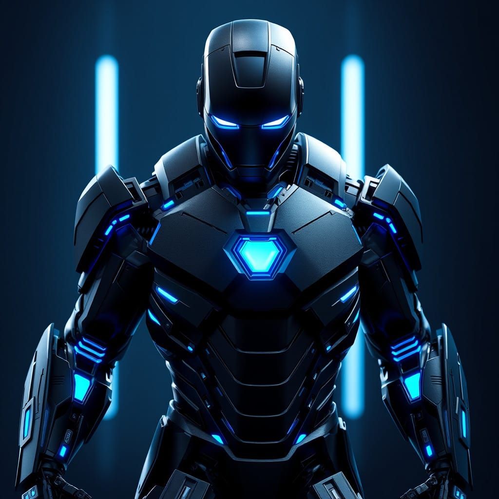 Iron Man in Futuristic Matte Black Armor