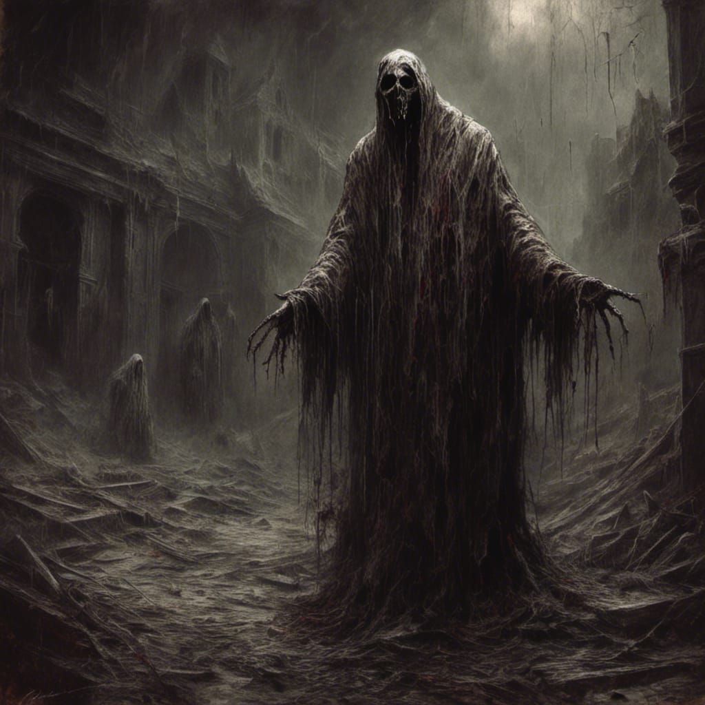 Macabre Ghostface Horror in Doré-Rutkowski Style