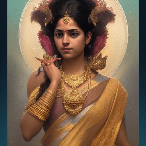 Lakshmi Portrait in Hyperdetailed Digital Art