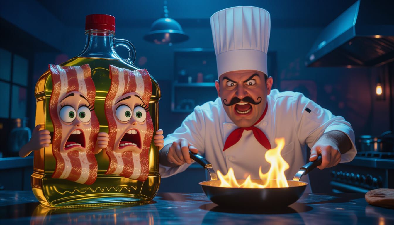 Terrified Bacon's Escape: A Psychedelic Culinary Chase