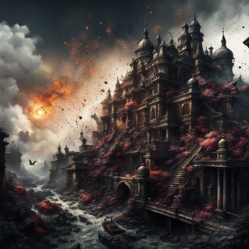 Dramatic Ink Splatter Art: Digital Matte Painting