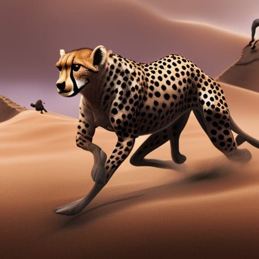 Cheetah Hunting Warthog in a Detailed Matte Painting