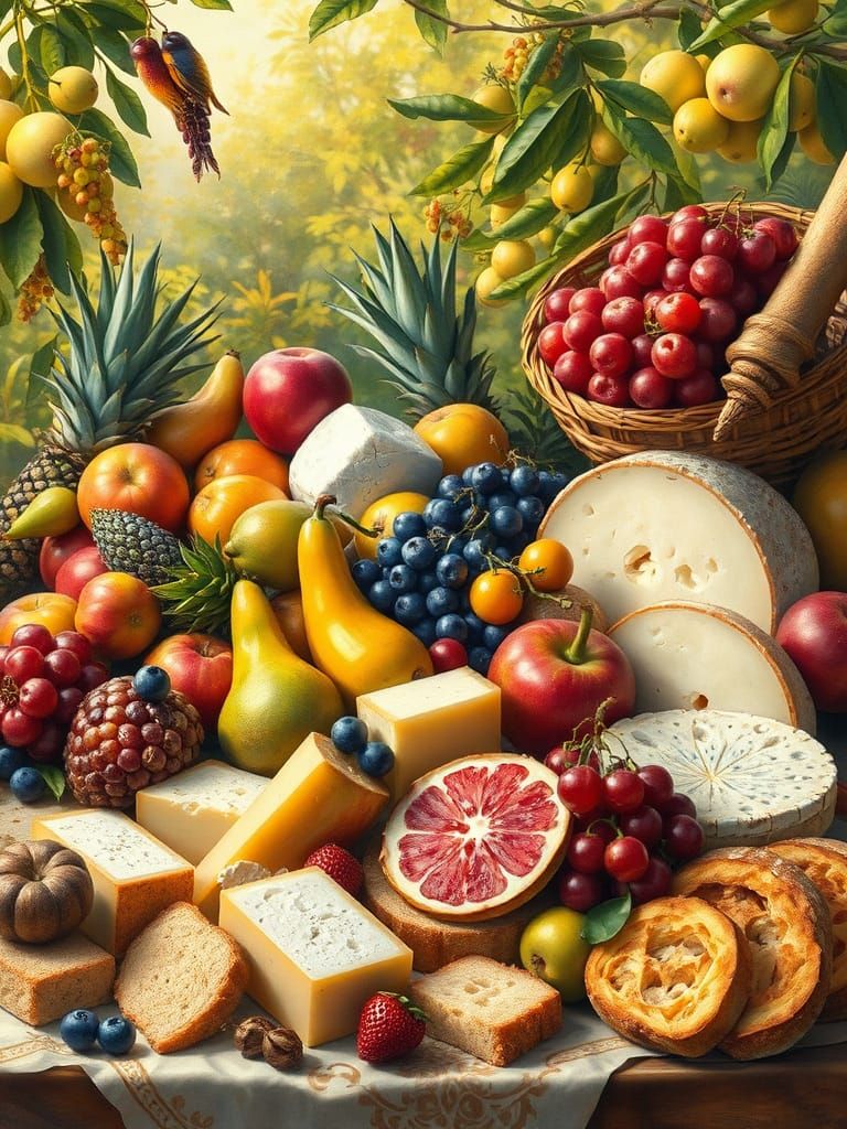 Mediterranean Market Still Life as Vivid Painting