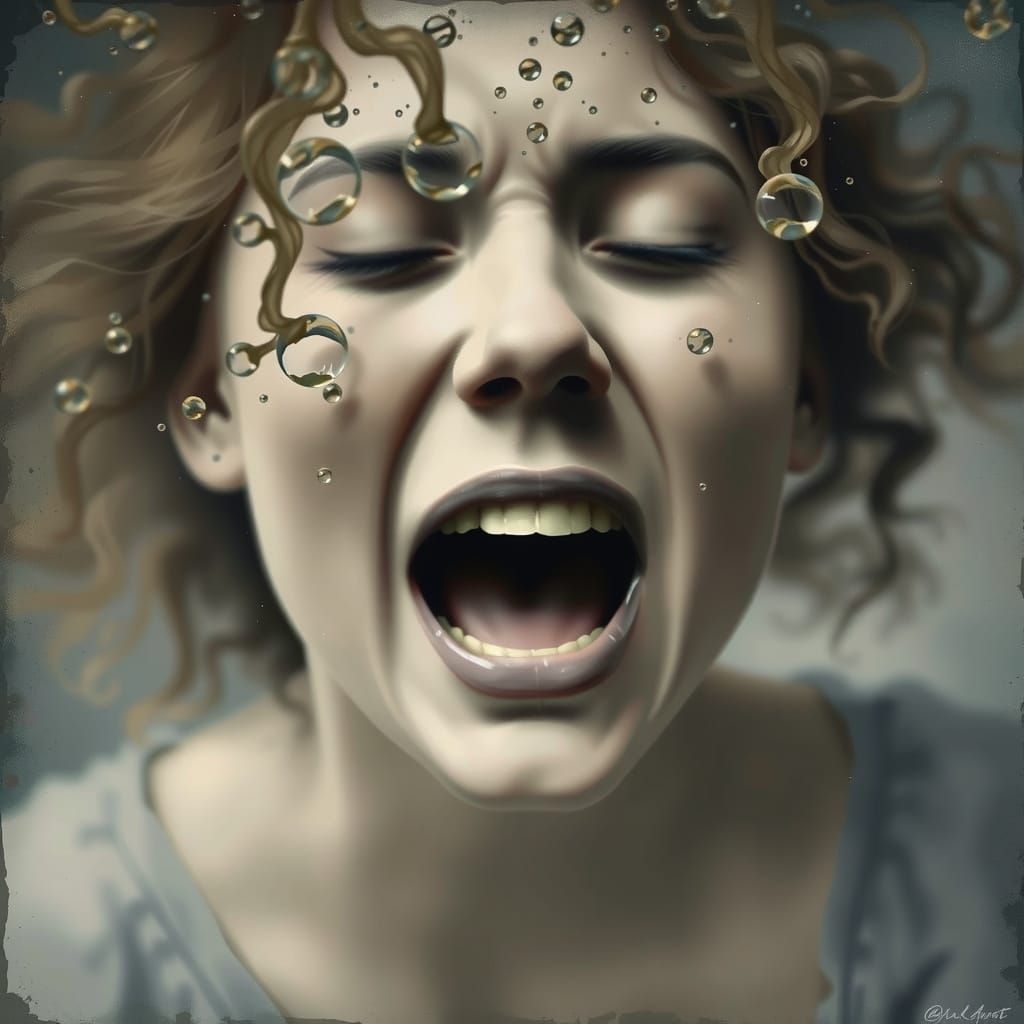 Underwater Woman in Distress: Dark Surrealism