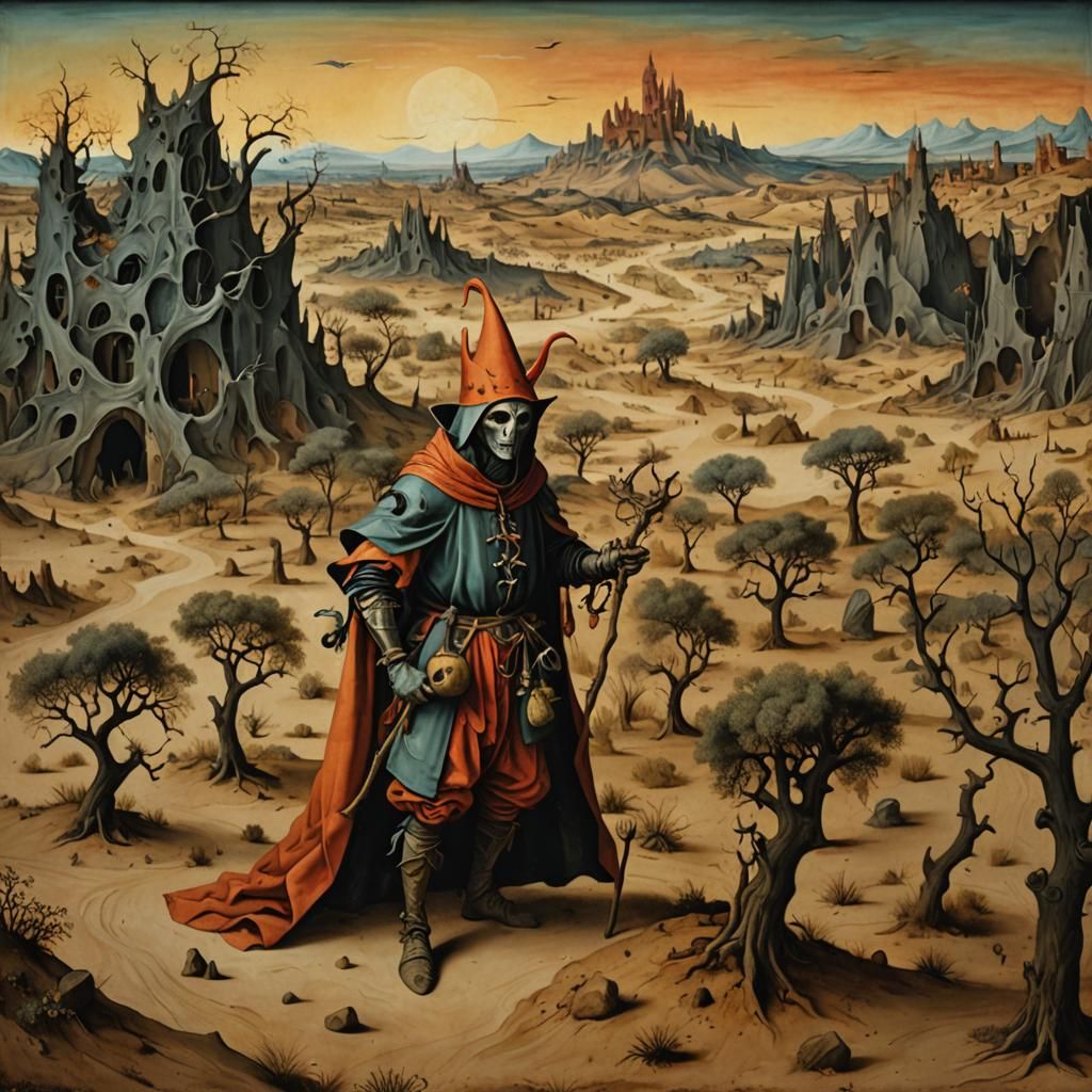 The Juggler in the Desert ... in the style of Hieronymus Bosch