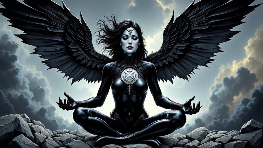 Infinite Woman Meditating in Cosmic Starfield