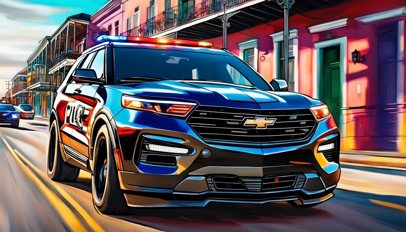 N.O.P.D. Car Chase in New Orleans: Hyperrealistic Art