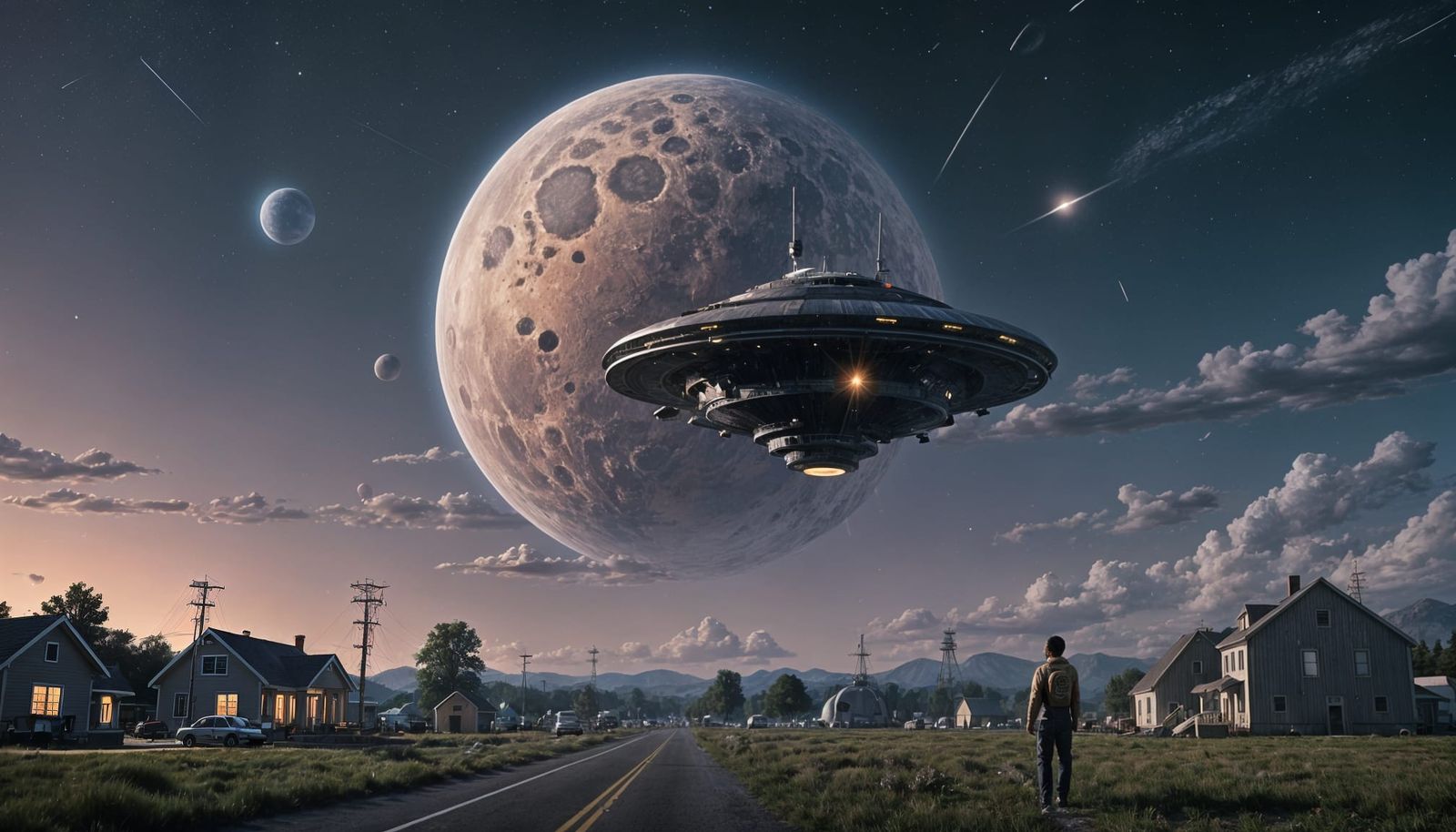 Majestic Spaceship Soars Through Cosmic Landscape