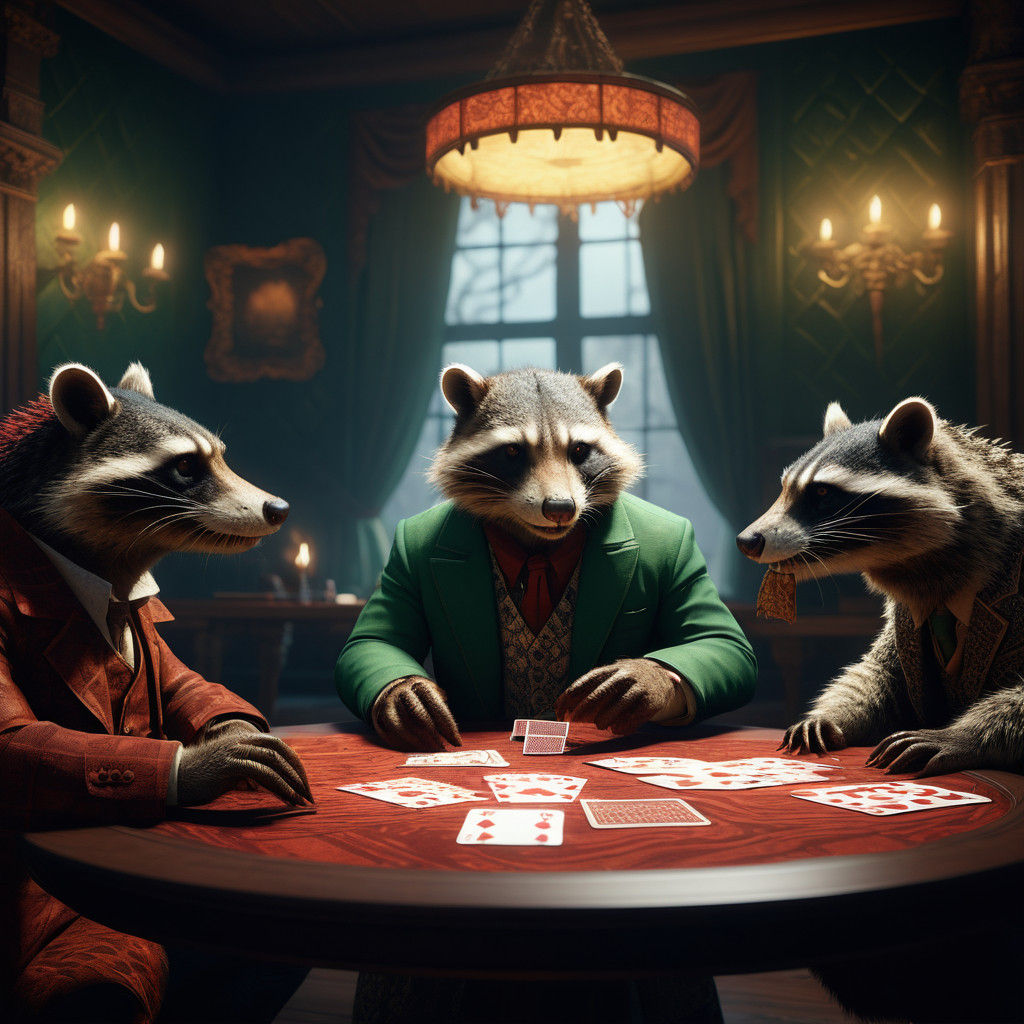 Wild Creatures Gather in a Smoky, Golden-Lit Room