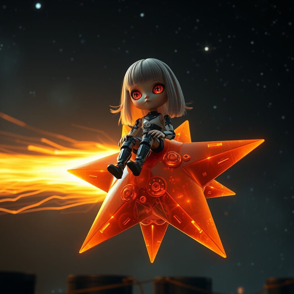 Surreal Sci-Fi Blythe Doll soars on a Shooting Star in Cinem...