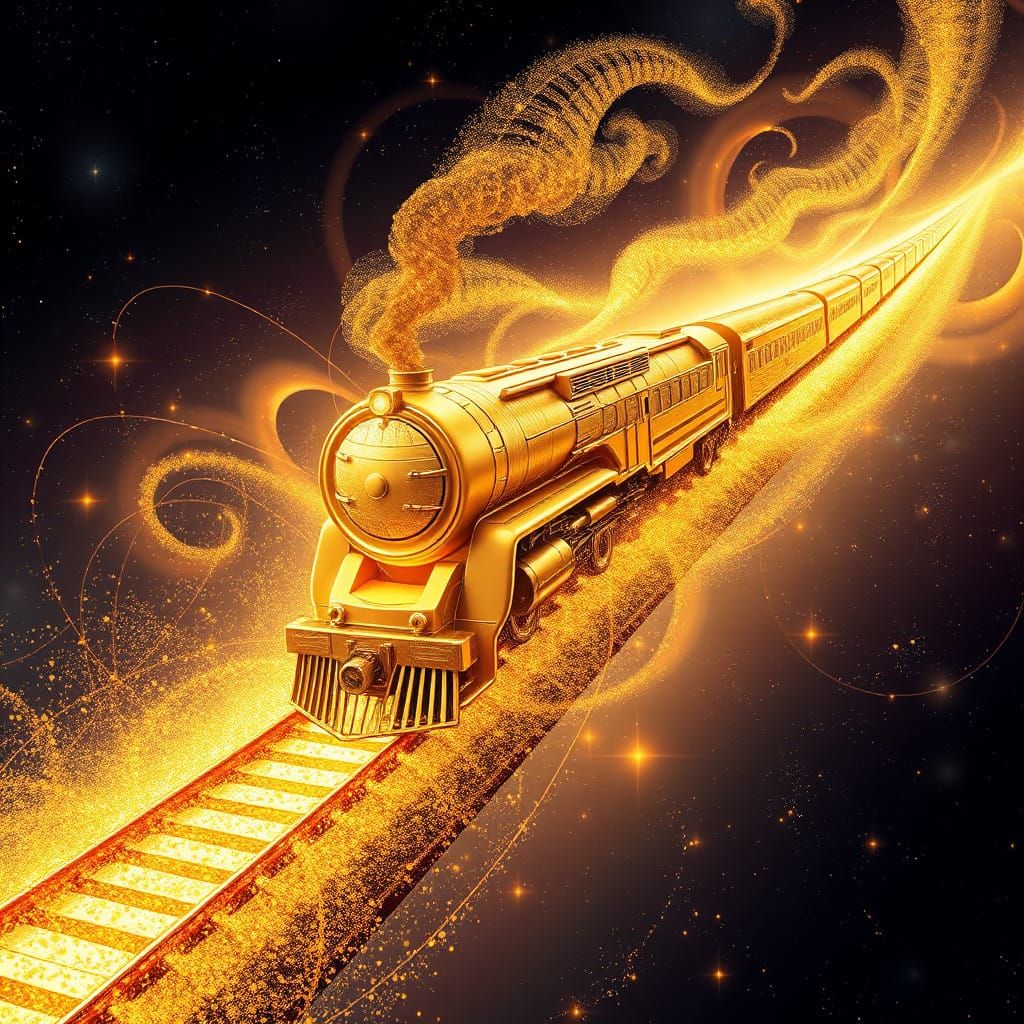 Golden Train Spaceship Blazes a Trail Through the Galaxy