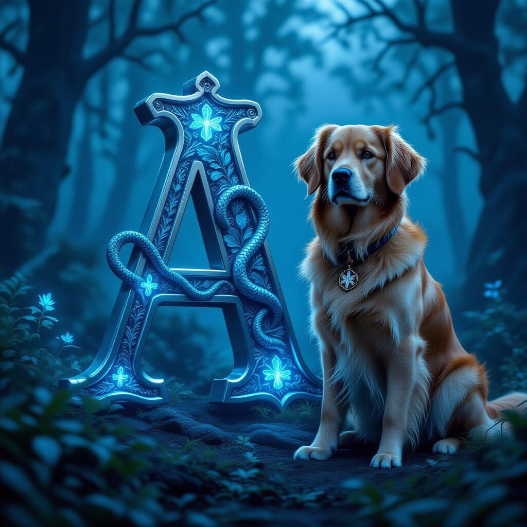 Ornate Medical Monogram in Enchanted Forest, Dark Fantasy St...