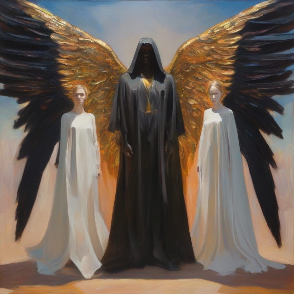 Mystical Surrealism: Angel, Magician, and Figure in Oil