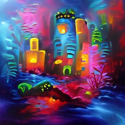 Underwater City with Glowing Lights: Digital Art