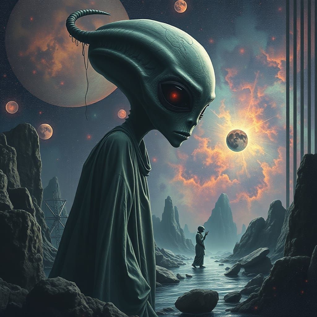 Surreal Liminal Space with Psychedelic Alien Elements