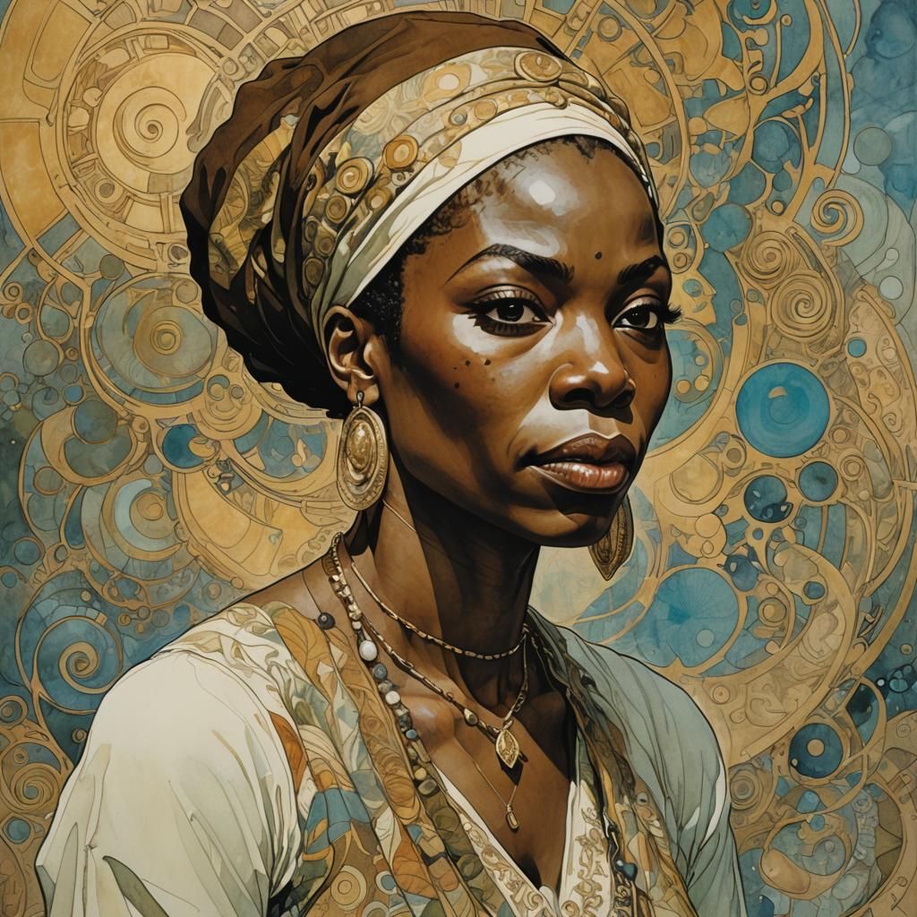 Young Nina Simone: 1960s Watercolor Concept Art