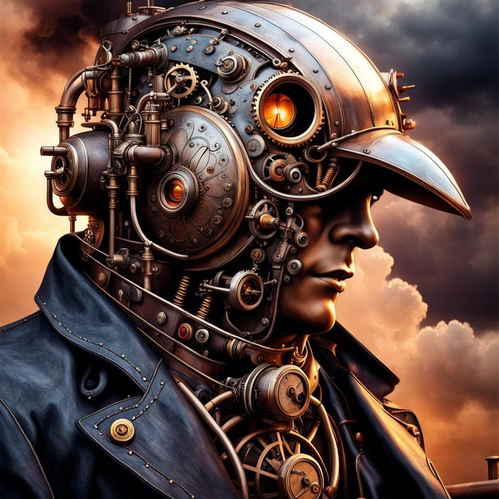 Steampunk Engine in Ominous Storm