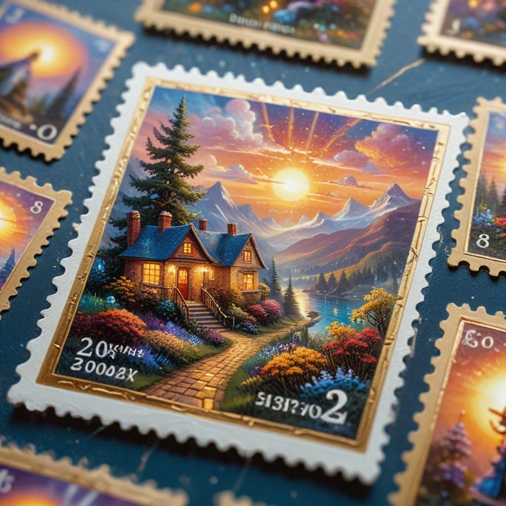 Ethereal Fantasy Art: Miniature Stamp Collection