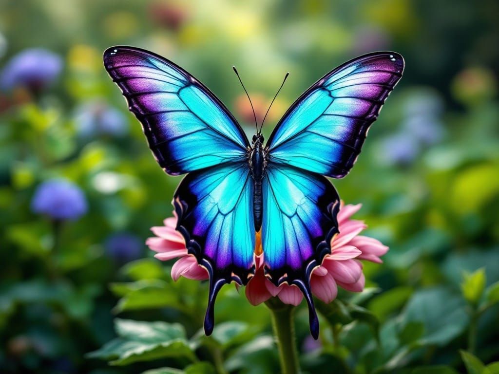 Vibrant Butterfly Amidst a Garden Oasis