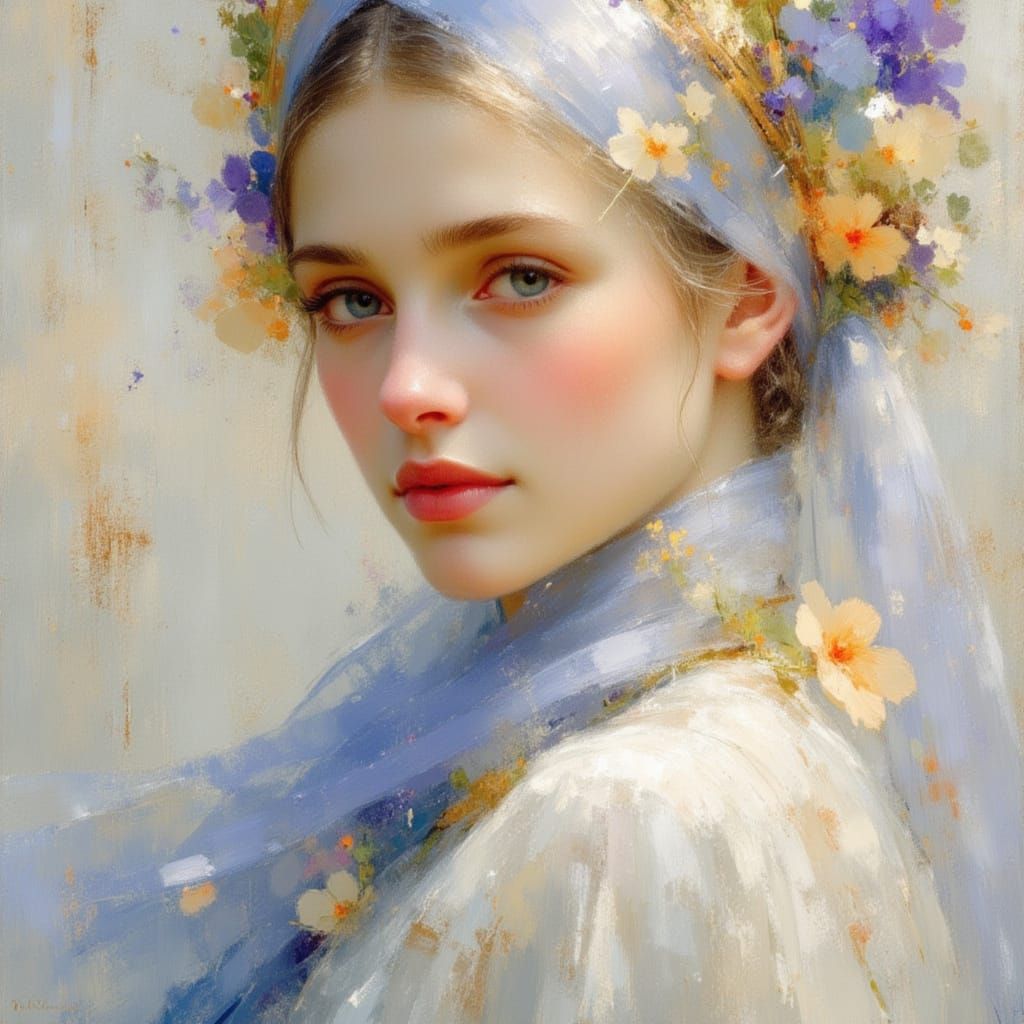 Fair-Haired Woman in Art Nouveau Style