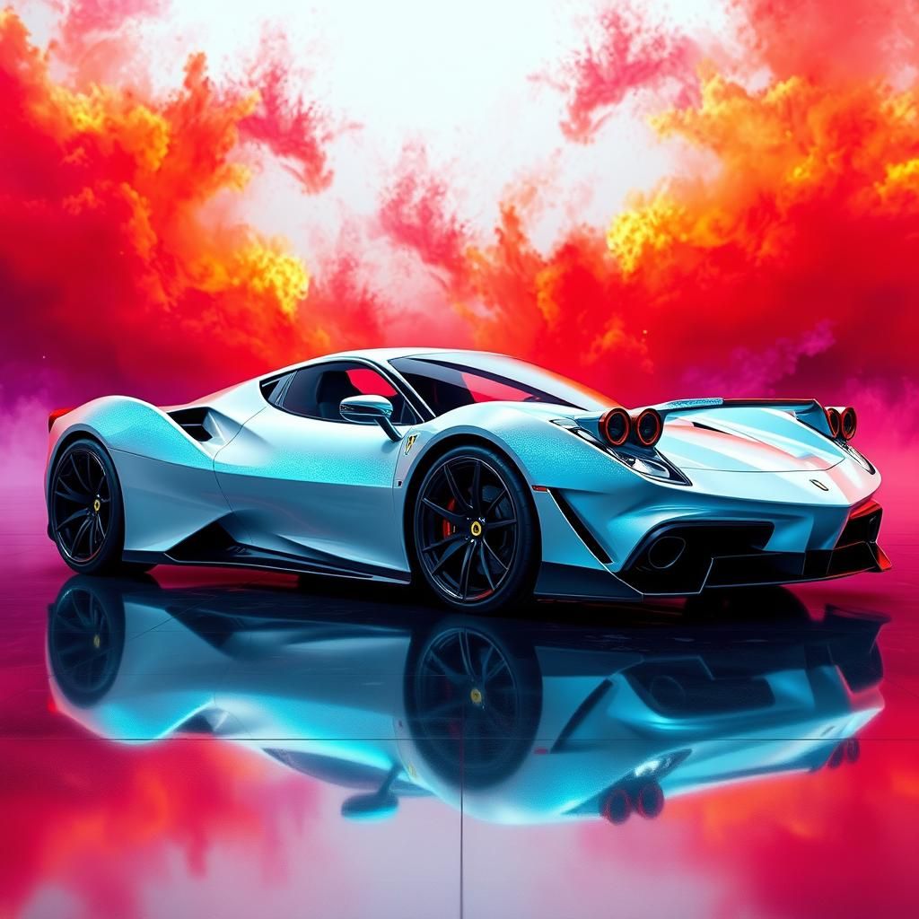 Futuristic Ferrari Super Sport in Digital Abstract Art