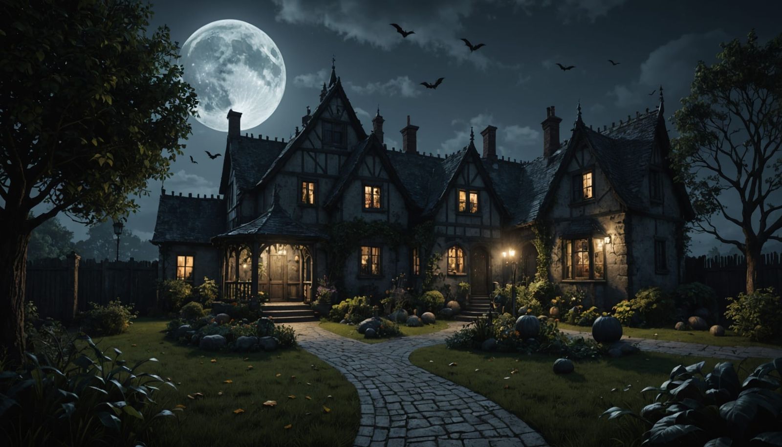 Spooky Garden at Night in Unreal Engine 5