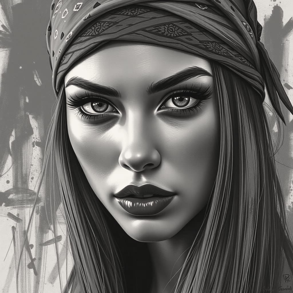 Hyperrealistic Pop Art Portrait in Neon-Orange Hues