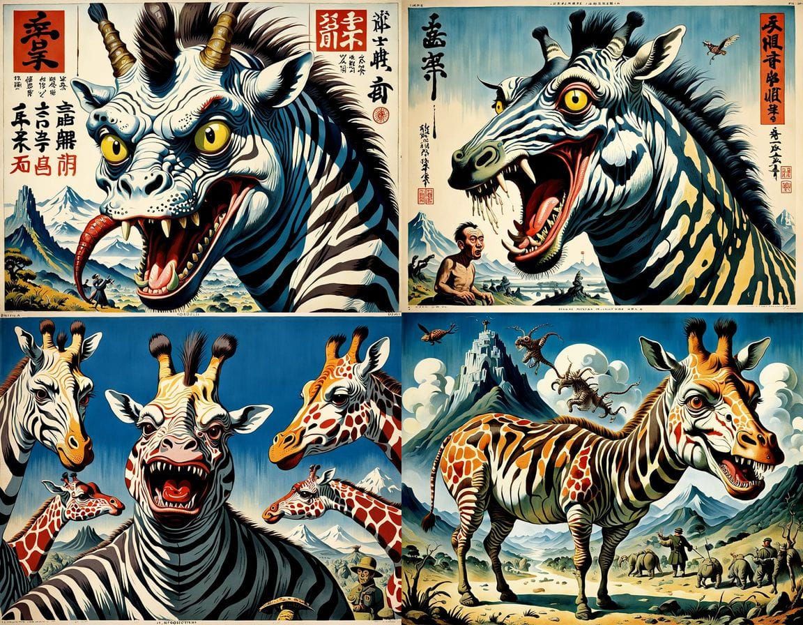 Grotesque Hybrid Form in Japanese Travel Poster Style