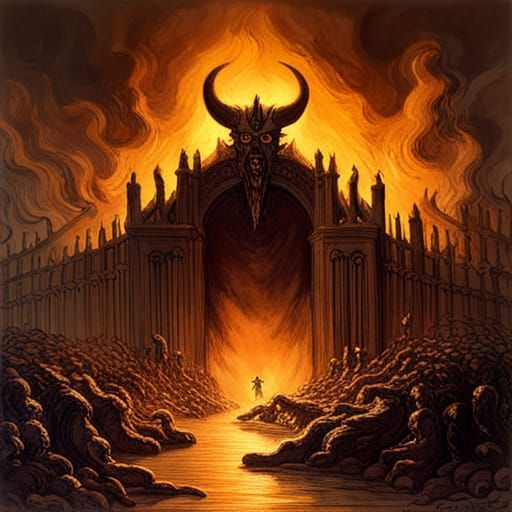 Fiery Demon Guarding the Gates of Hell