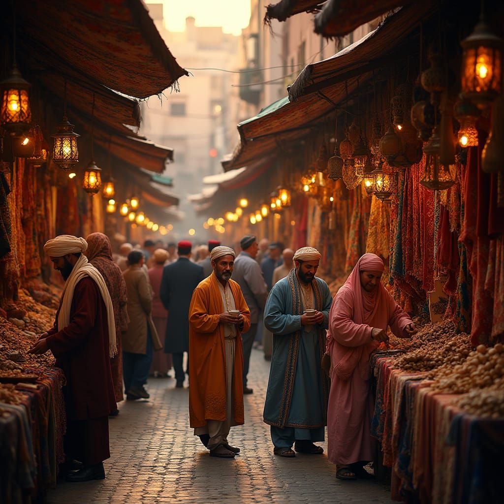 Traditional Moroccan Souk at Dusk