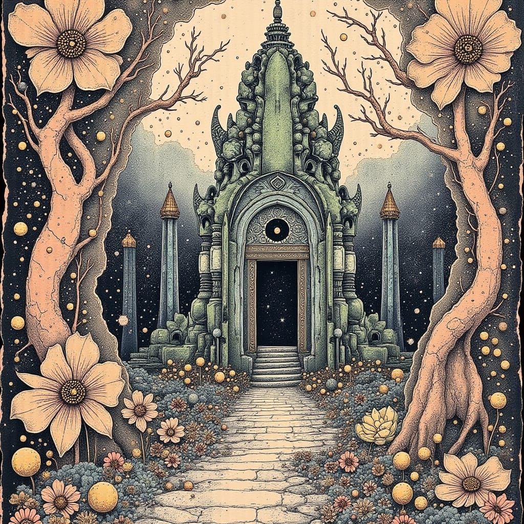 Ethereal Cambodian Temple in Mystical, Dreamlike Style