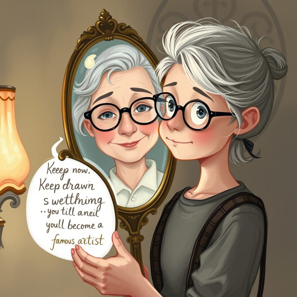 Surreal Portrait of Teenager and Wise Elder as Encouraging A...