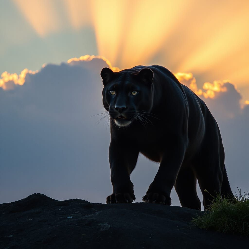 Majestic Panther in Crepuscular Light