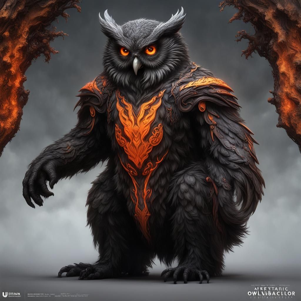 Melanistic Owlbear Fantasy Concept Art