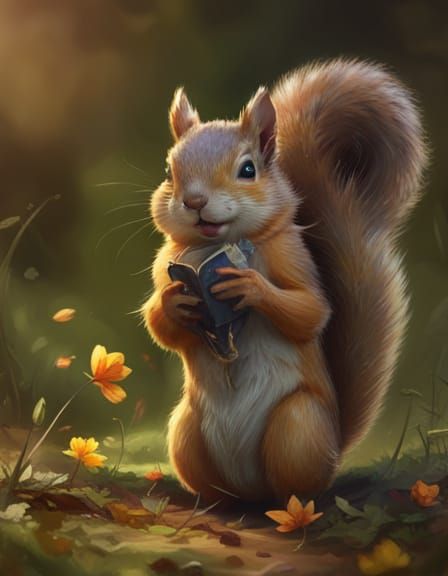 Adorable Squirrel in Storybook Style Concept Art