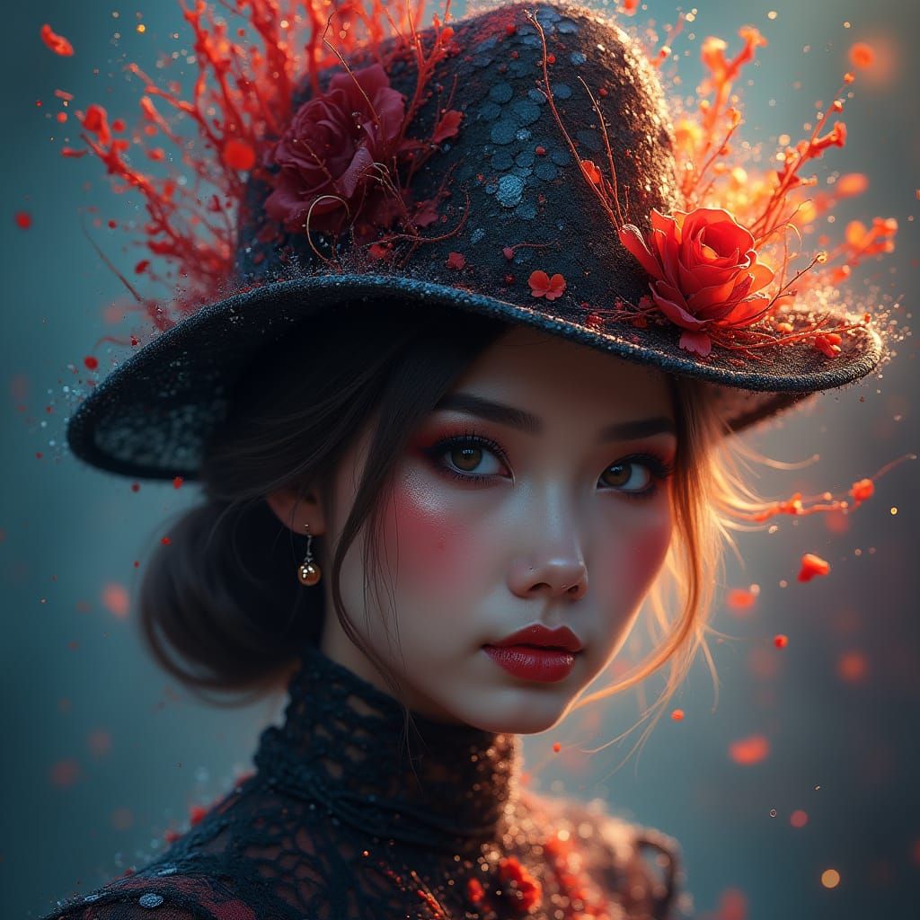 Elegant Woman in a Dramatic Fancy Hat