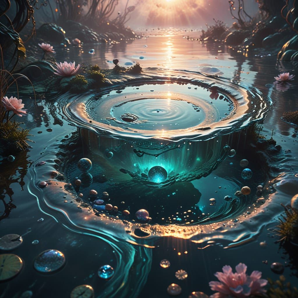 Surreal Pond Reflects Forgotten Planets in Dreamlike Portal