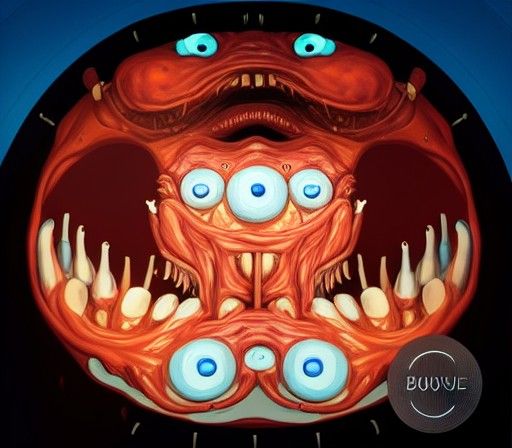 Nightmare Biopunk Monster in H.R. Giger Style