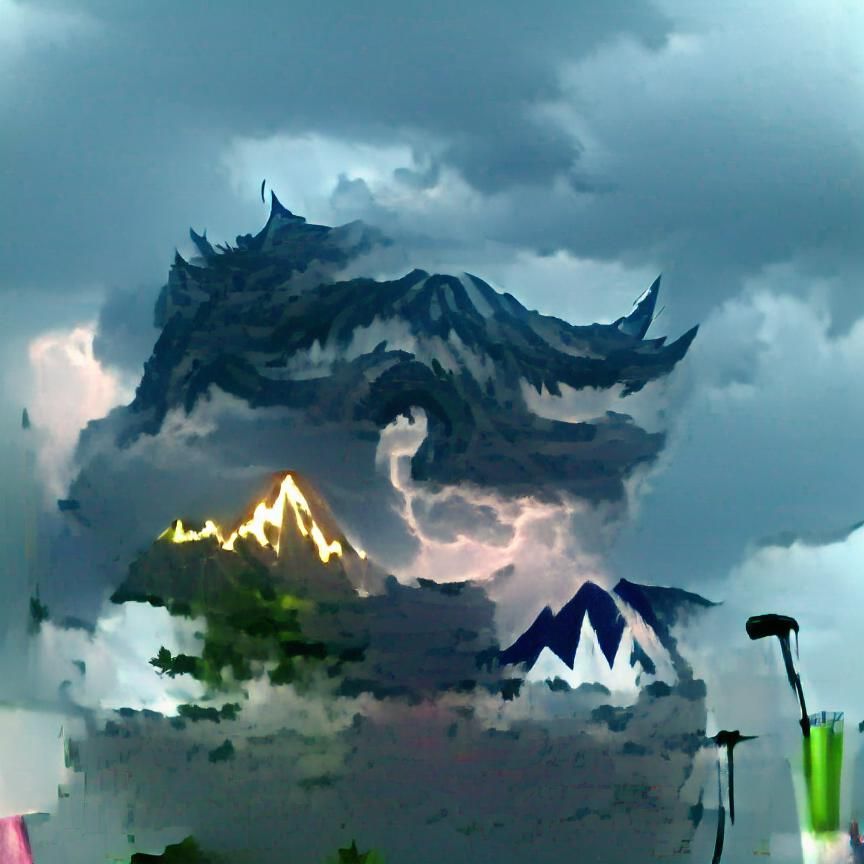 Dragon Perched Atop Snowy Mountain Peak