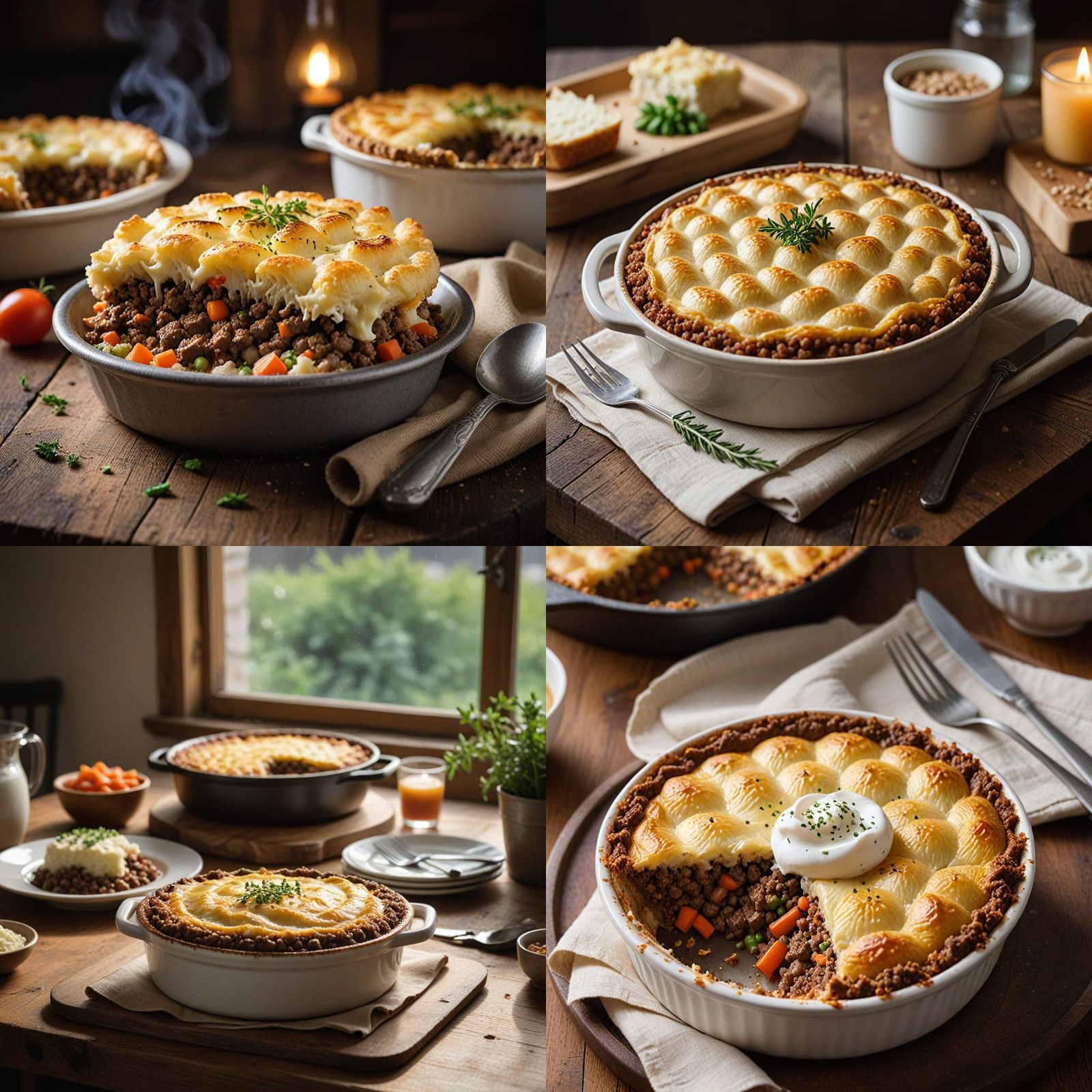 Traditional Shepherd's Pie in Warm Golden Light