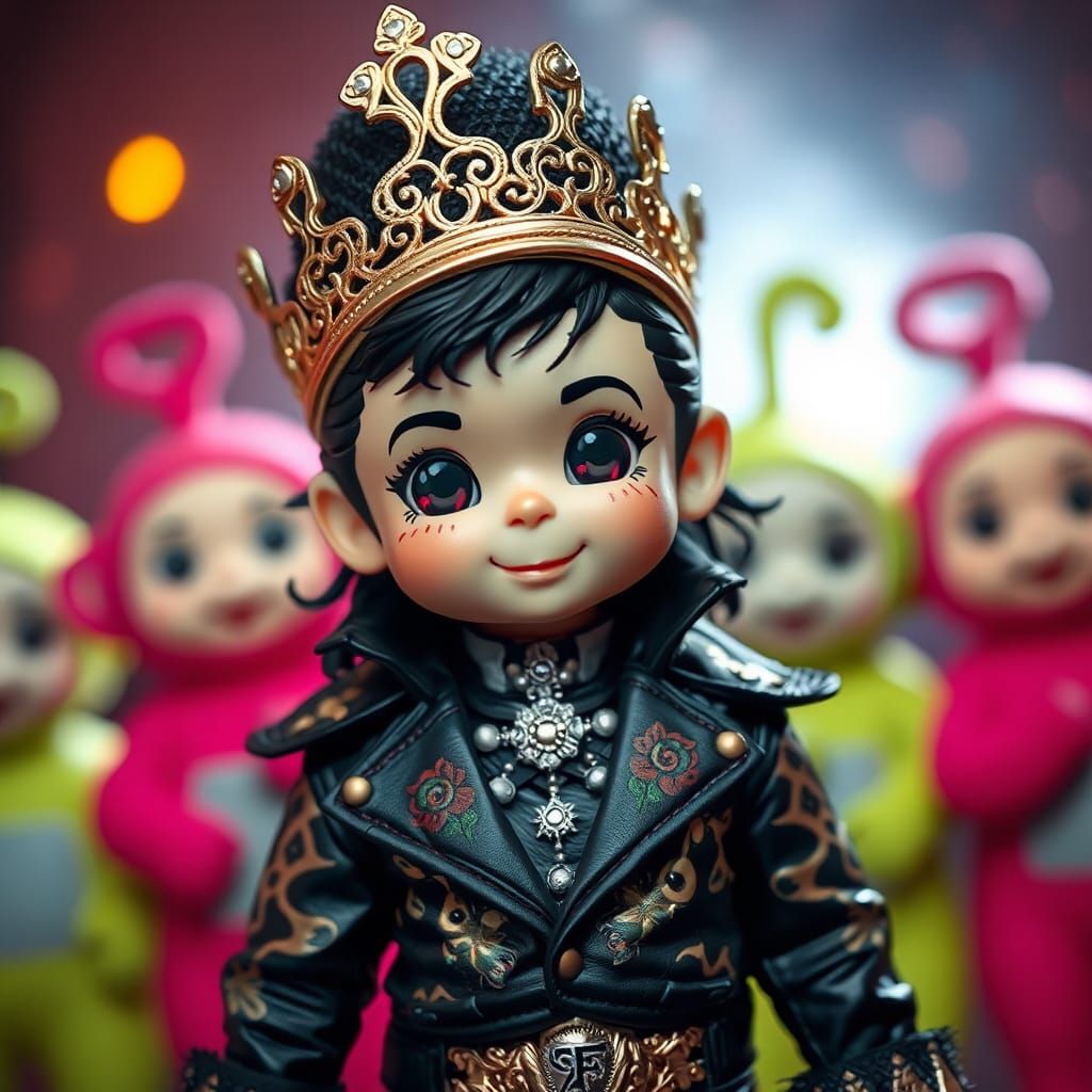 Cute King with Teletubbies