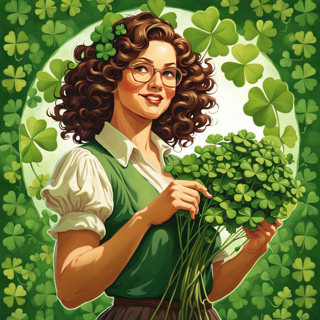 Teacher with Four-Leaf Clover in Micropop Style