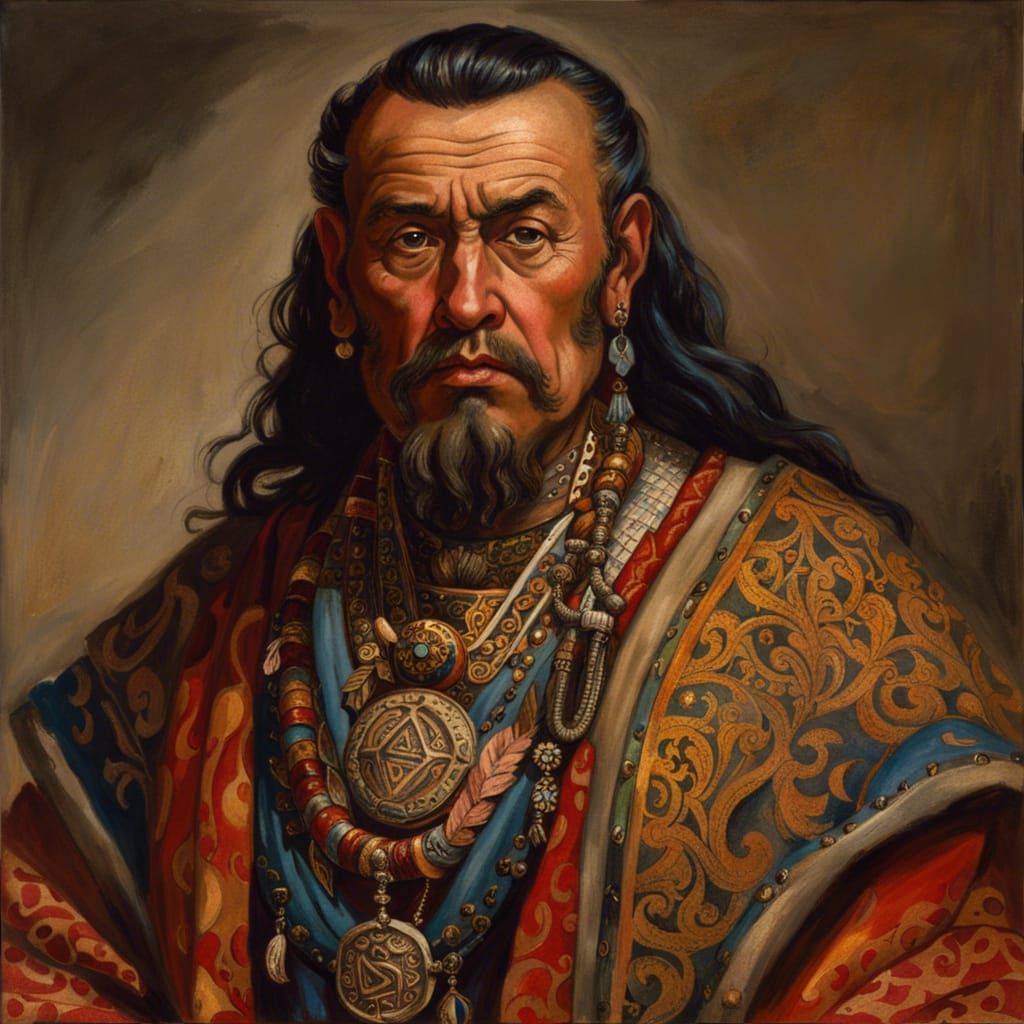 Norse Maori Cleric Portrait in 19th Century Style