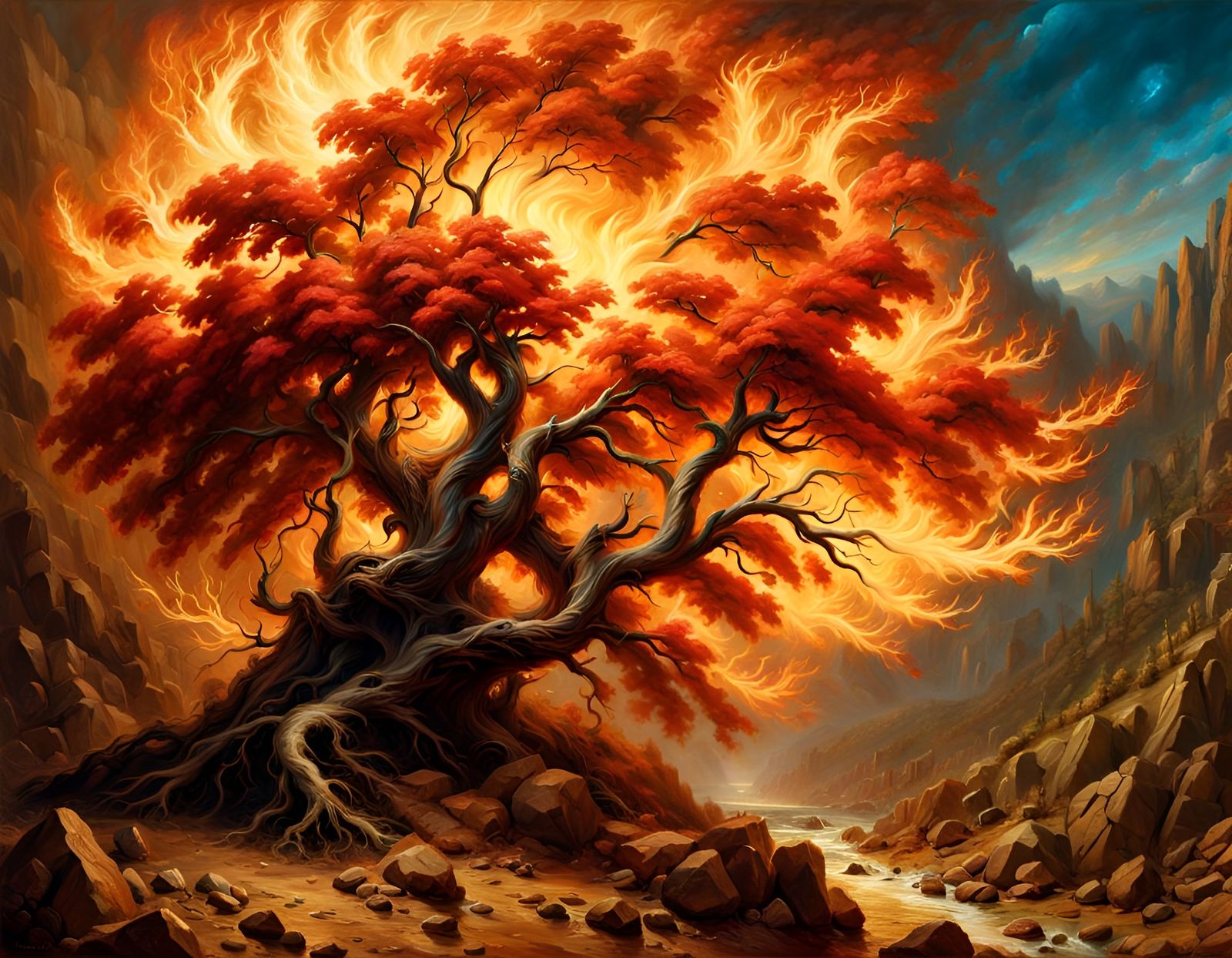 Burning Bush in Sinai Desert Gorge