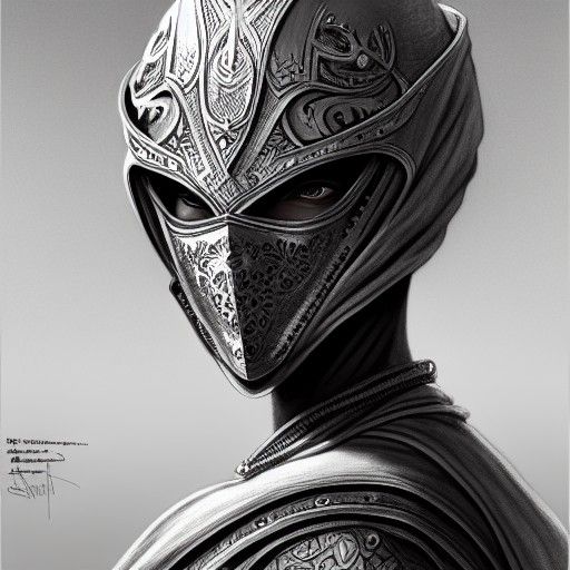 Albino Woman in Desert Armor: Hyperdetailed Sketch