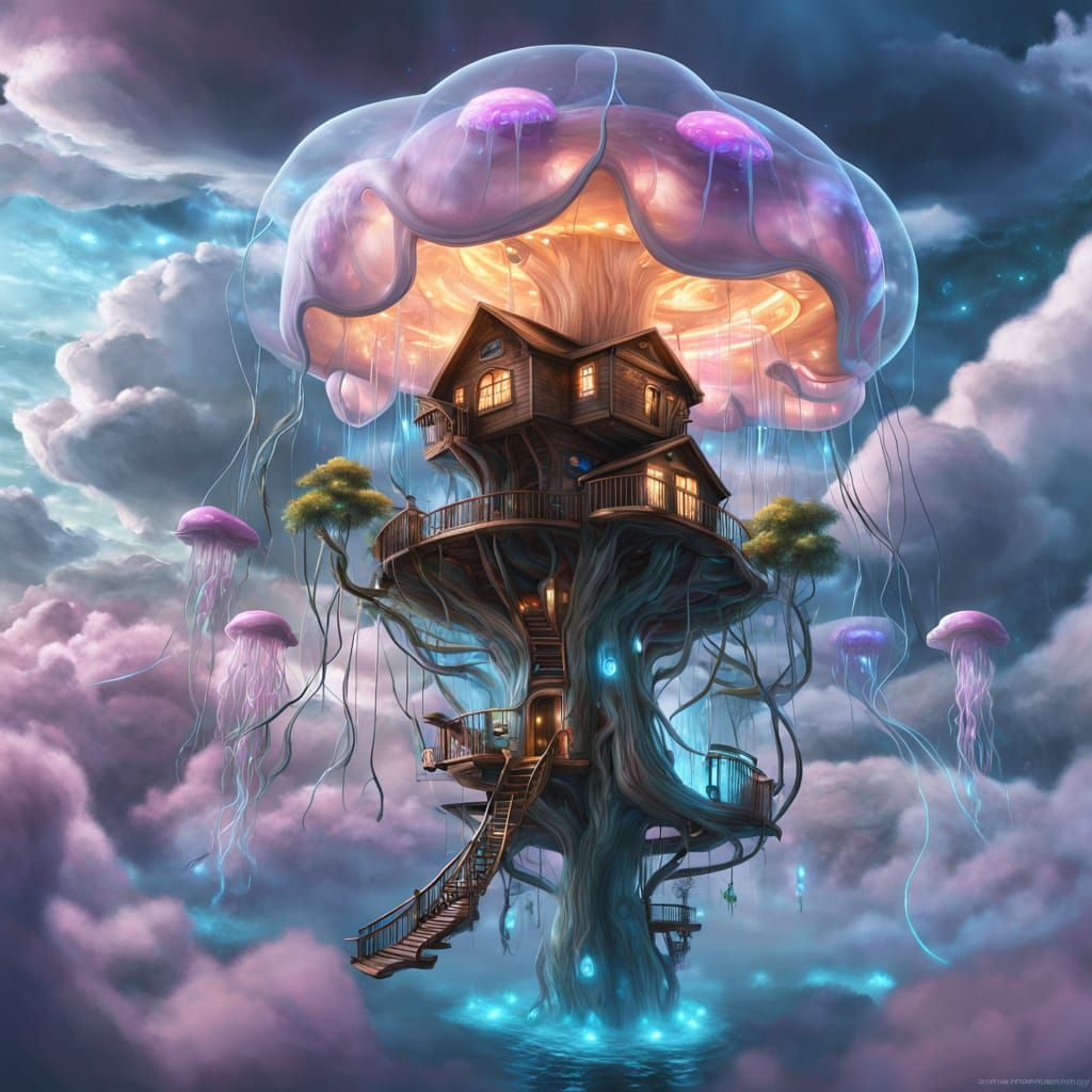 Futuristic Jellyfish Treehouse Illuminates the Skies