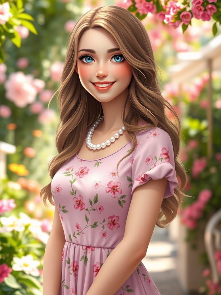 Elegant Garden Party Scene in 3D Anime Style