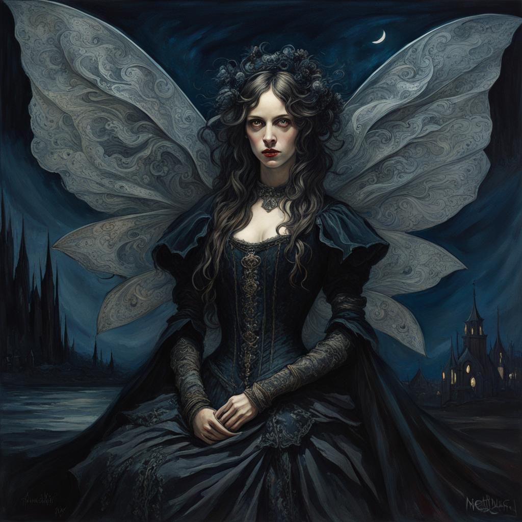 Gothic Moth Portrait in Italian Renaissance Style