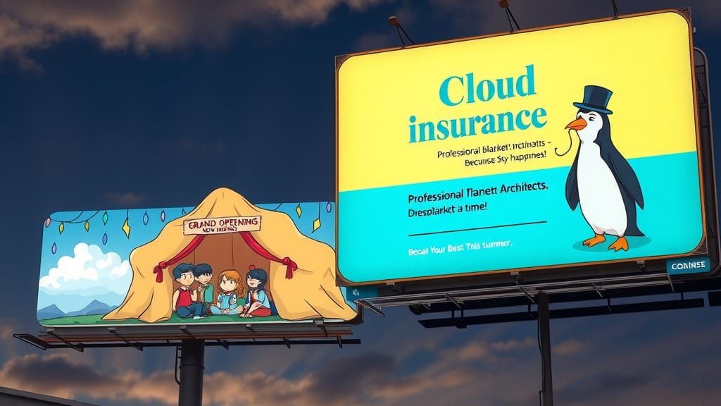 Whimsical Billboard Art in Playful Colorful Style